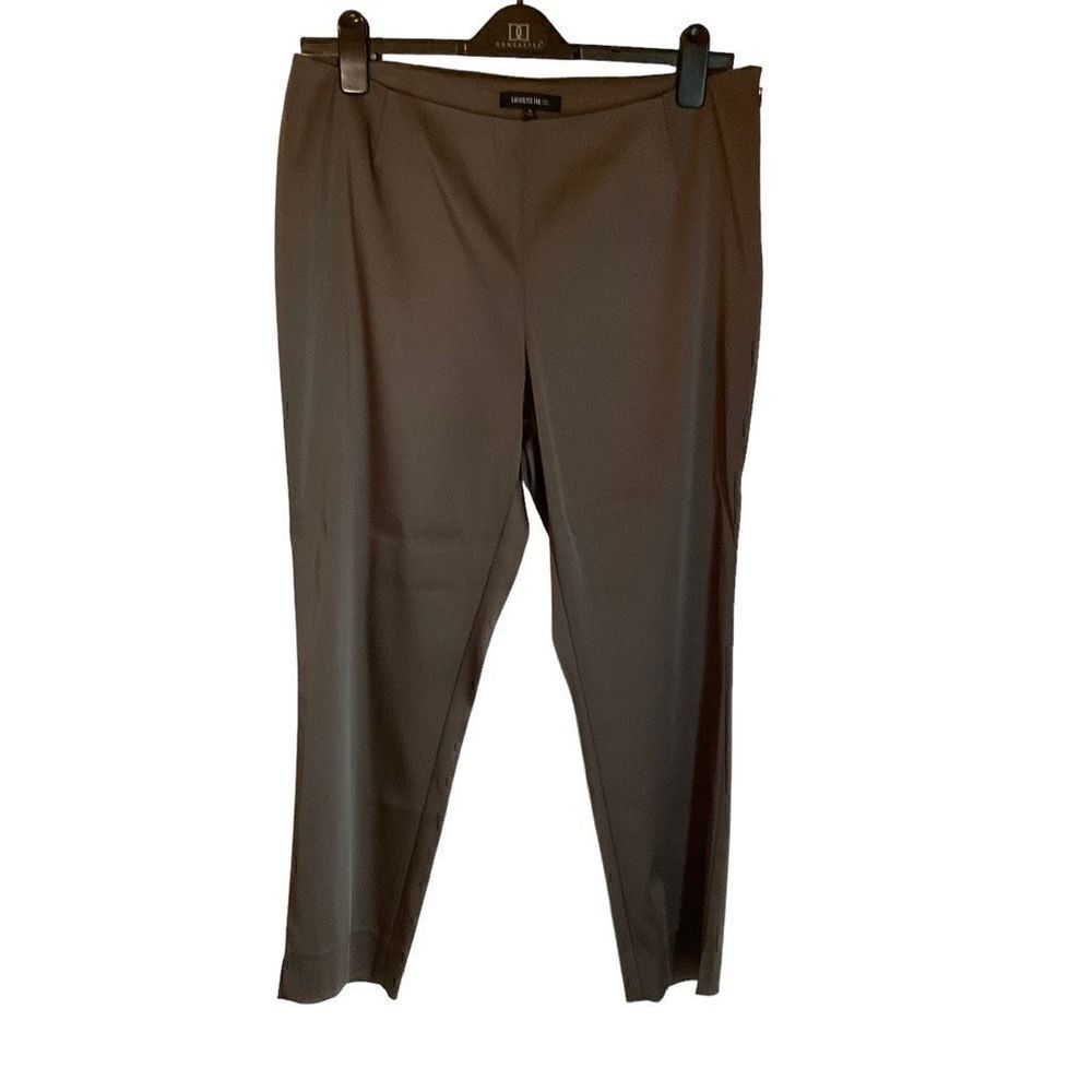 Lafayette 148 Ankle Pants Stanton Belle Satin Lead Taupe Side Zip Closure 14